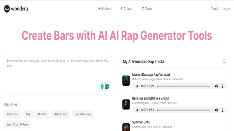 wondera rap diss track generator homepage