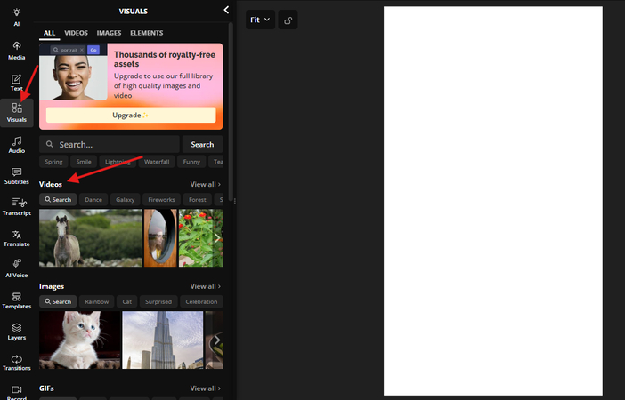 Adding stock video to the project