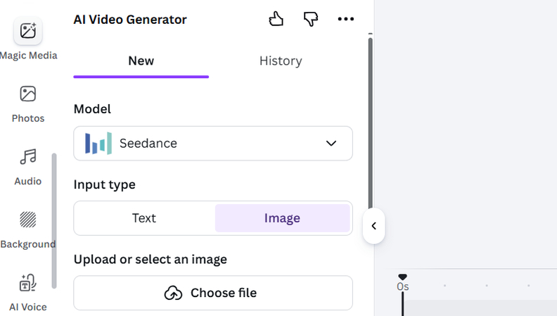 AI models in Canva Image to Video AI generator