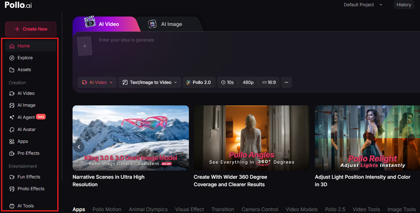 AI video features in Pollo AI