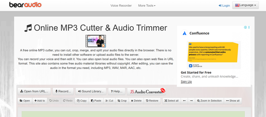 browser based audio editor with tempo control