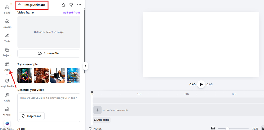 Canva AI Image Animate