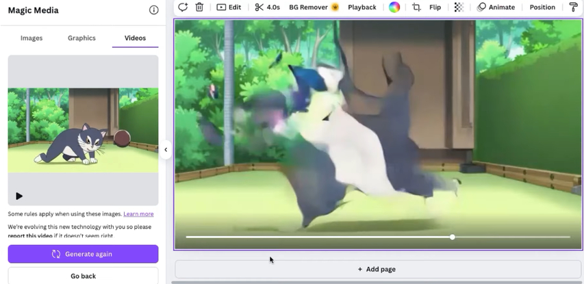 Canva AI video generator result of an animated video