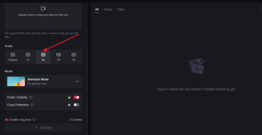 Choosing upscaling resolution in Pollo AI