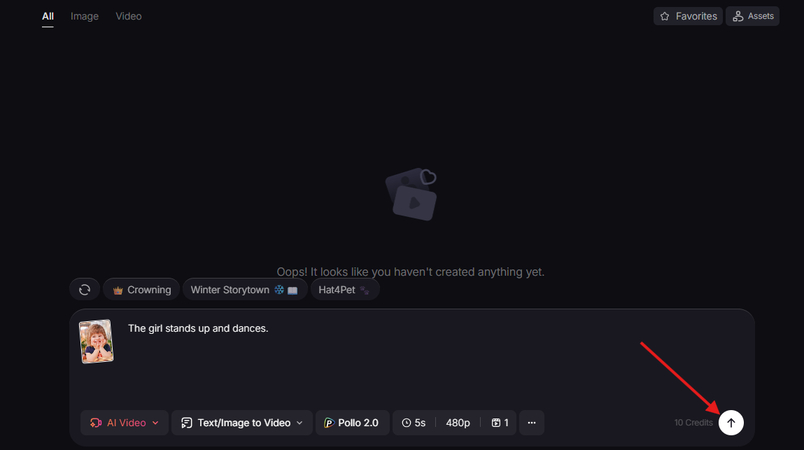 Creating a video from an image in Pollo AI video generator