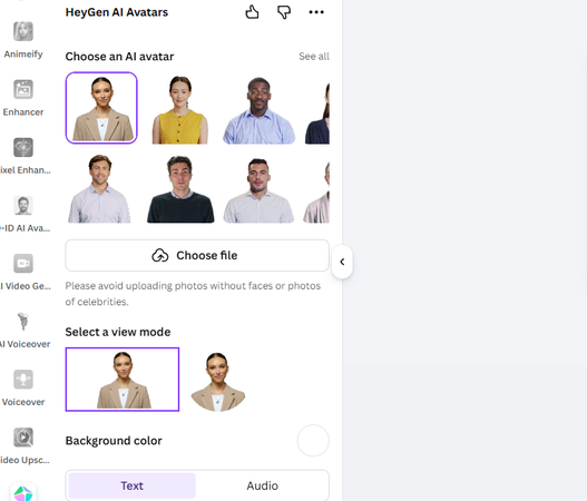 Creating AI avatar videos in Canva