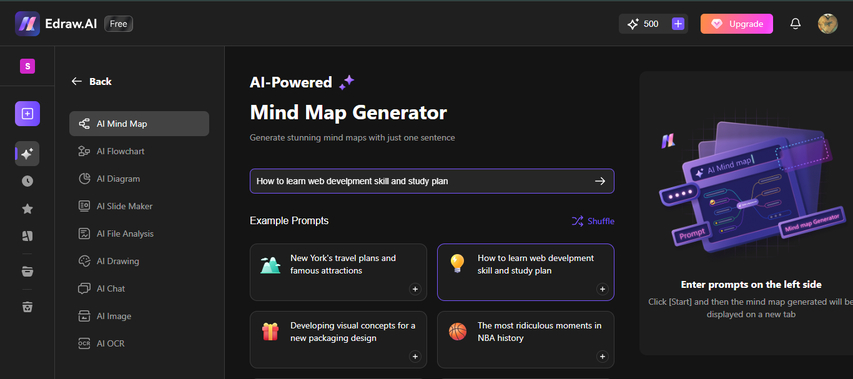 Edraw AI concept map generator