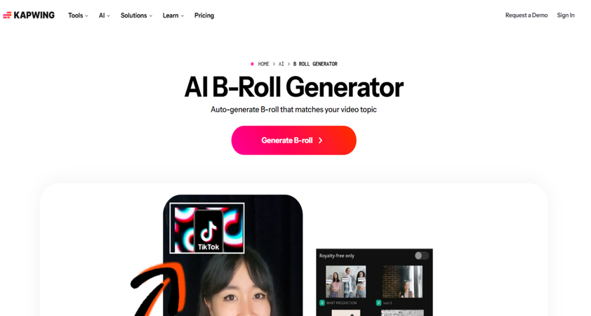 Kapwing AI B-roll video generator