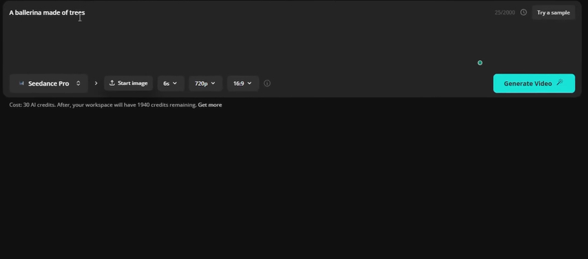 Kapwing AI video generator automatic prompt enhancement