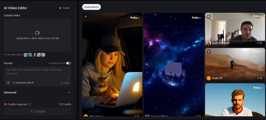 Pollo AI video editor feature