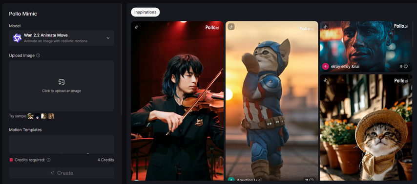 Pollo AI Video Mimic feature