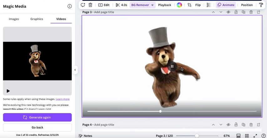 Removing the background of the AI video