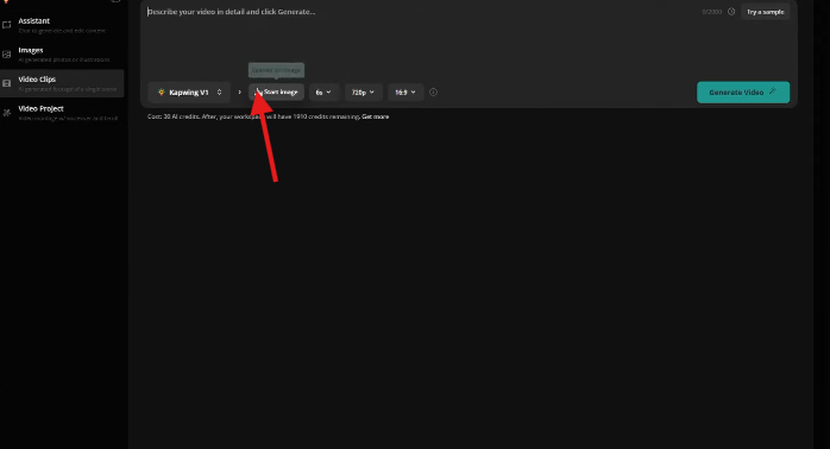 Selecting Video Clips in the Kapwing AI Image to Video generator