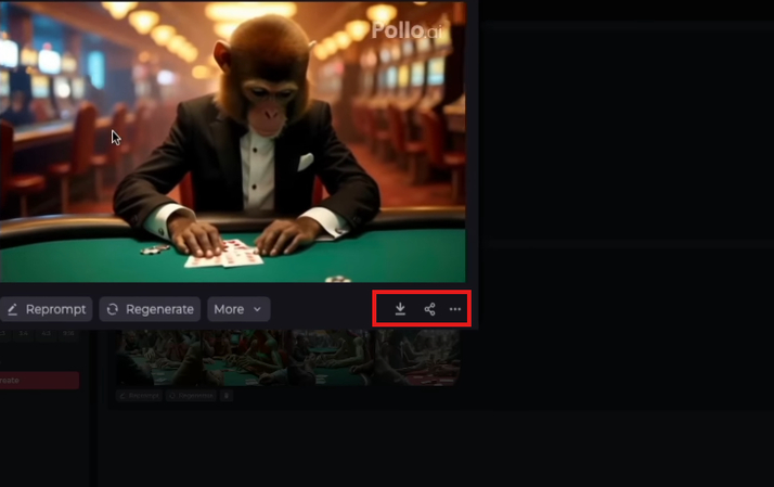 Sharing or downloading the AI video