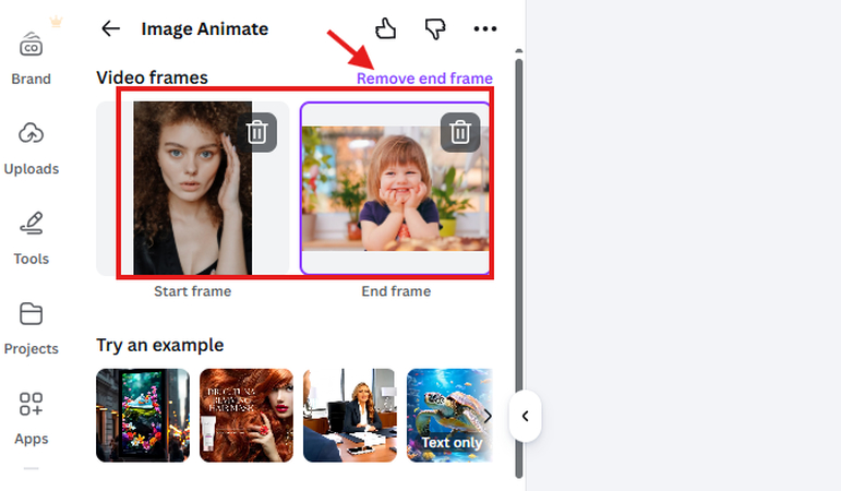 Uploading two images for the video in Canva Image Animate