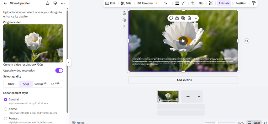 Upscaling Canva AI-generated video