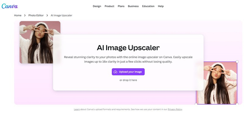 Upload Image to Canva Upscaler
