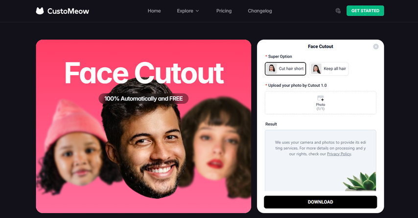 Customeow extractor tool face