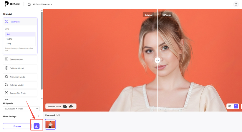 Download HitPaw AI Upscaled Image