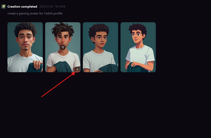 Downloading the generated Twitch avatar