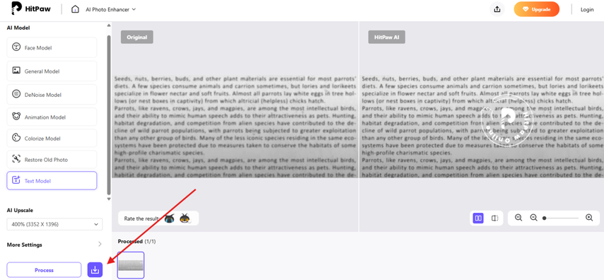 Downloading unblurred text