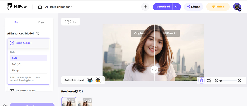 original and enhanced image