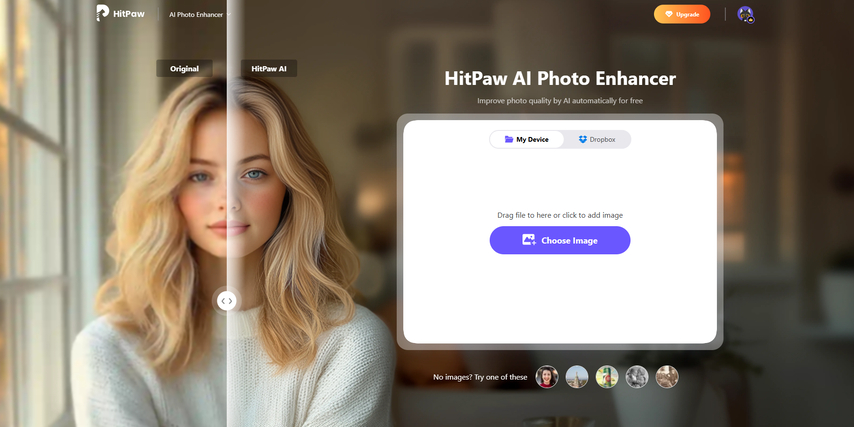 Upload Image in HitPaw AI Photo Upscaler