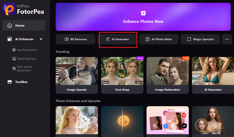 HitPaw FotorPea AI Generator to fix Facebook profile picture