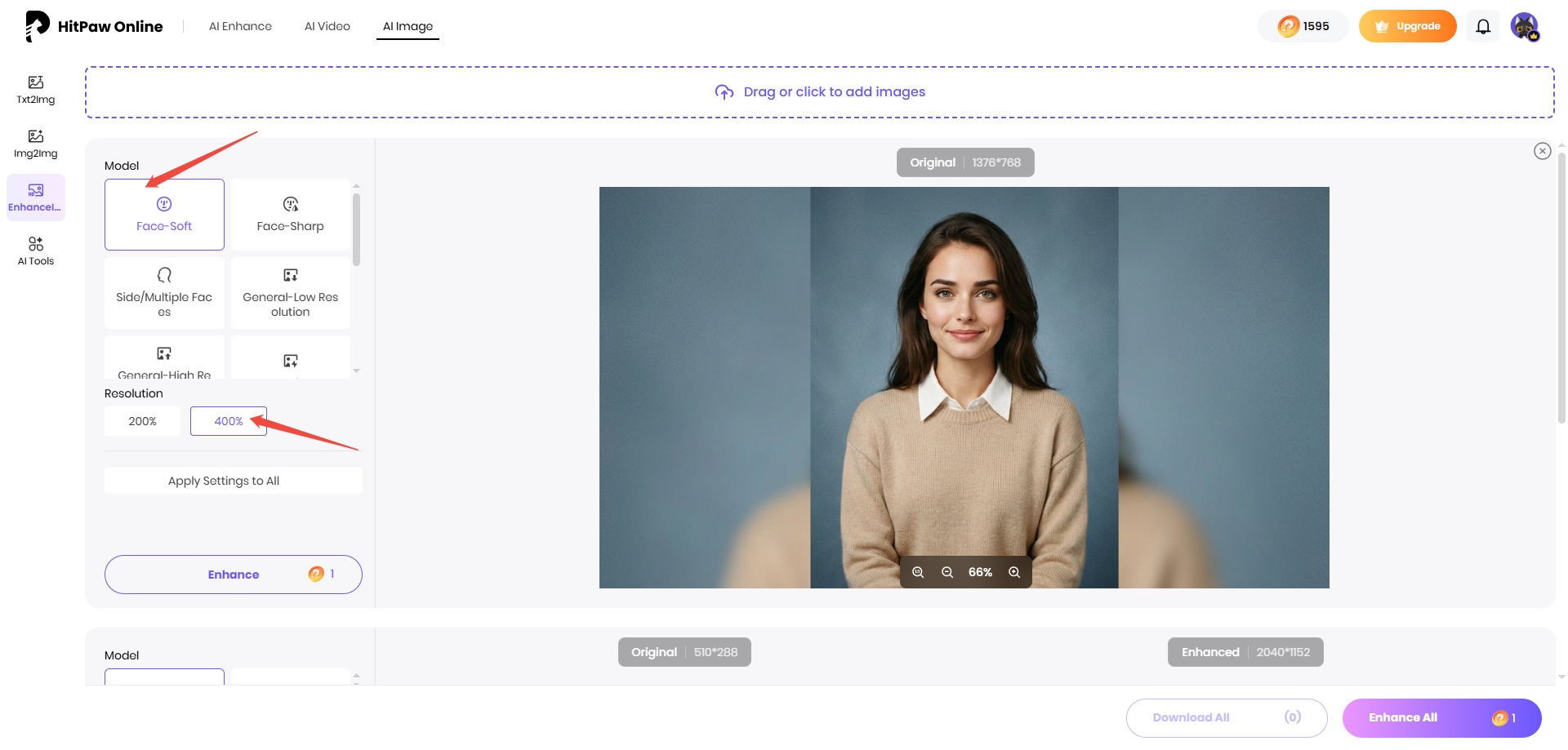 select ai photo enhancement