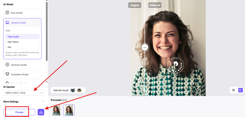 Image upscaling to blow up images with HitPaw