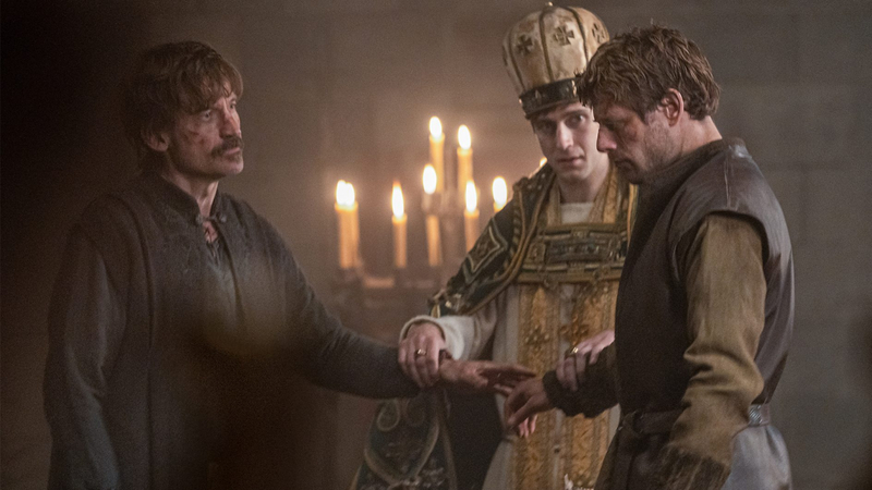 William, Duke of Normandy (Nikolaj Coster-Waldau) and Harold, Earl of Wessex (James Norton) (Image Credit: BBC/ Lilja Jons)