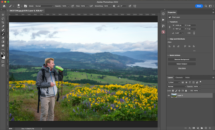 launch photoshop to fix blur image