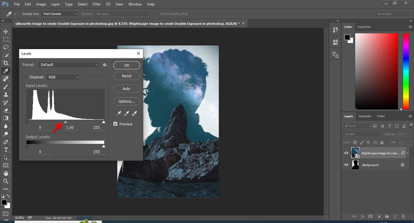 Level Adjustment tool in Photoshop
