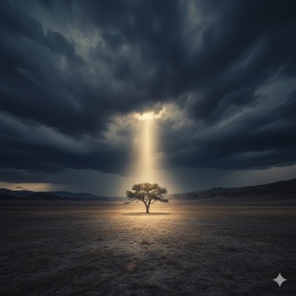 lonely tree empty landscape prompt