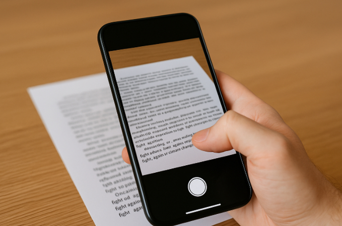 Placing the camera close to the text for capturing the image