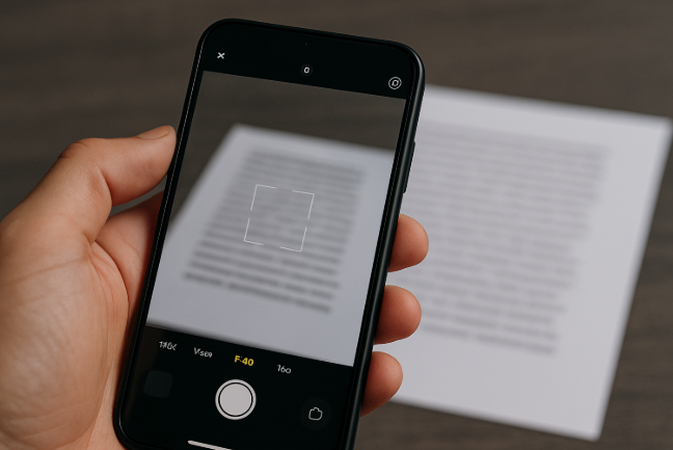 Poor camera focus while capturing text