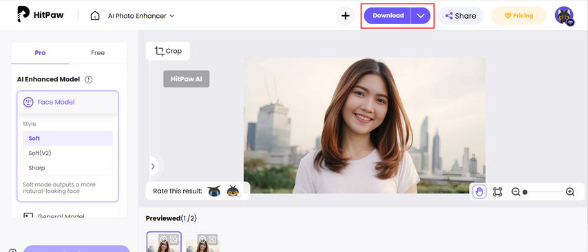 save the enhanced photo