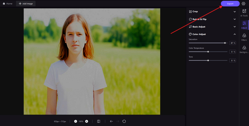 Saving the fixed overexposed photo