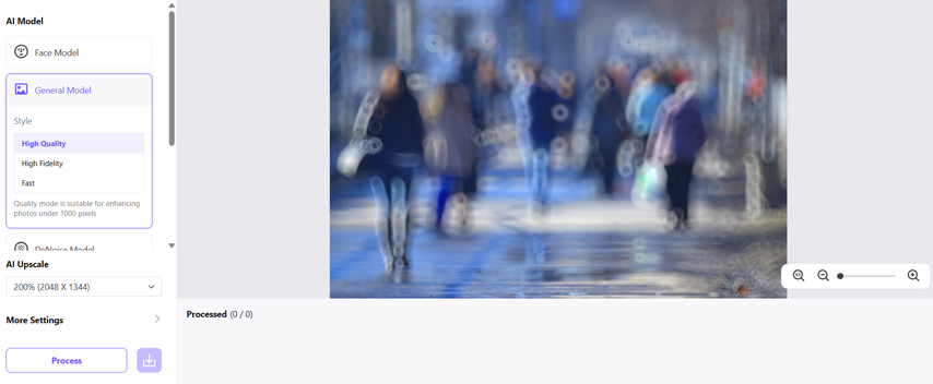 select the general mode hitpaw online photo enhancer