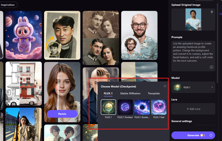 Selecting an image generation model