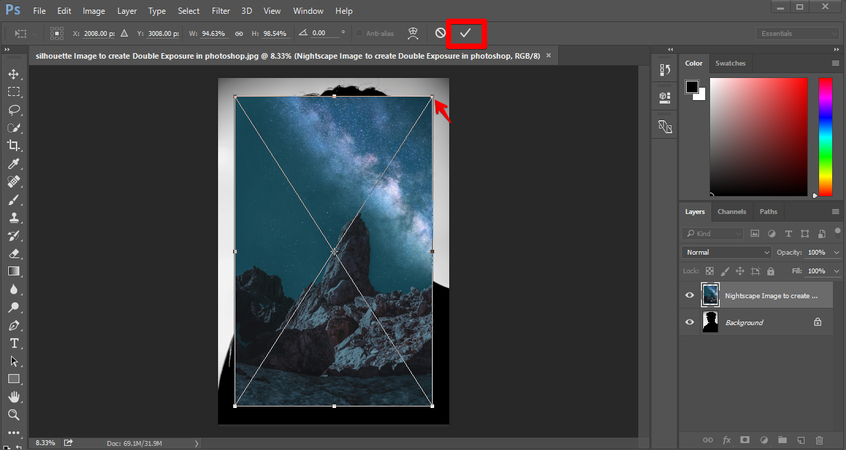 Transforming Photo in Photoshop