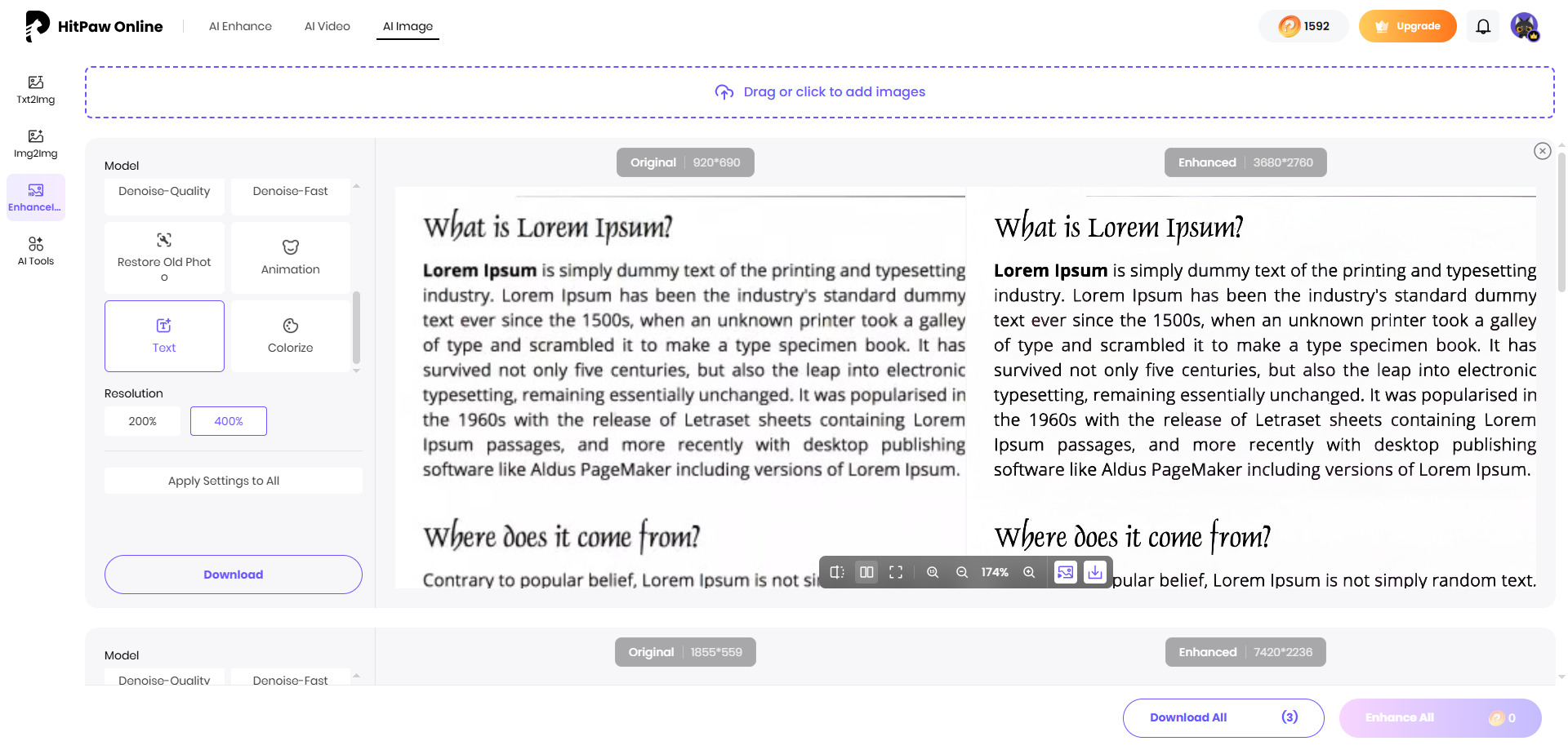 Downloading unblurred text