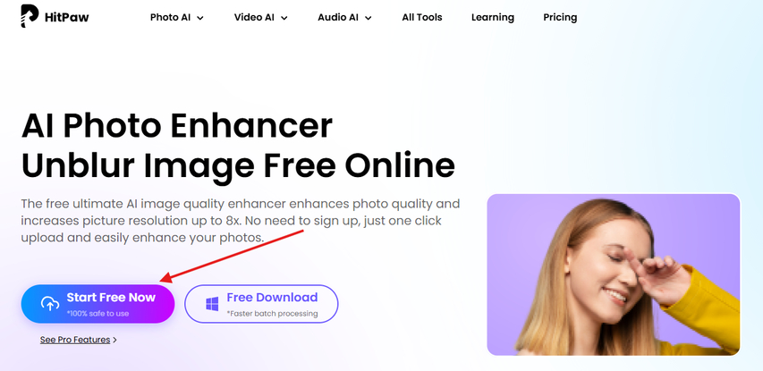 Uploading photo to HitPaw Online AI Photo Enhancer