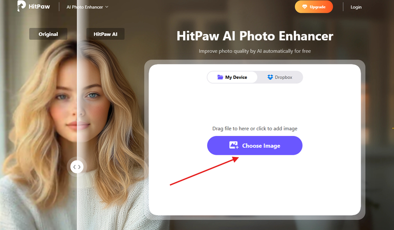 Uploading the image with blurry text in HitPaw AI Photo Enhancer