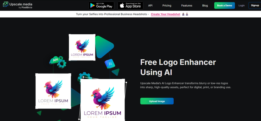 Upscale.media AI logo enhancer