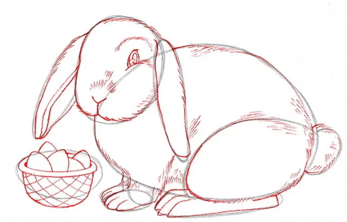 adding facial features and fur details to bunny