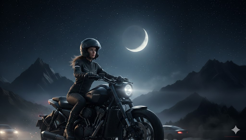 ai bike riding photo prompts for girl