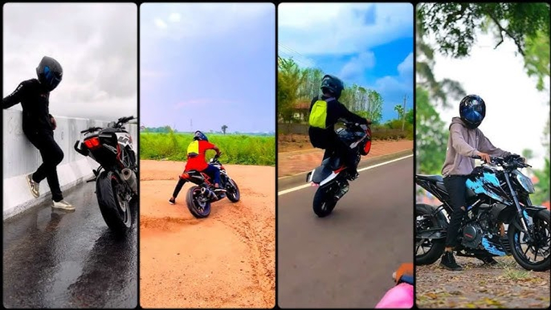 راكب دراجة نارية بوضعية قوية