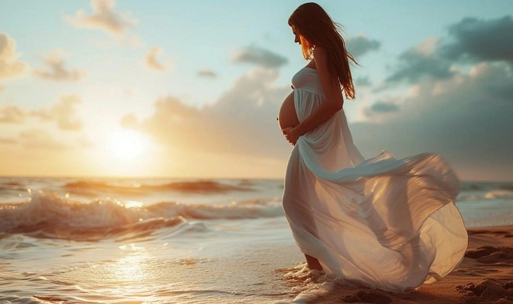 beach sunset maternity ai photo