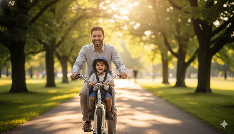 bicycle father son prompt
